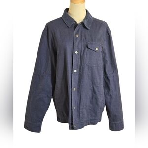 Alesbury Navy Blue With Corduroy Collar Flannel Lined Shirt Jacket